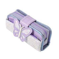 GSJNHY Multifunktionale Bleistiftbox Federmäppchen Material Escolar ButterflySchreibwaren Federmäppchen Schule Hohe Kapazität (Color : Purple) von GSJNHY