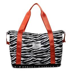 Reise Seesack Große Kapazität Druck Reisetasche Frauen wasserdichte Weibliche Gepäck Tote Handtasche Duffle Wochenende Tasche Sport Schulter Tasche für Herren, Dame, Camping, Wandern (Color : Zebra p von GSJNHY