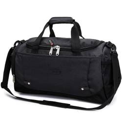 Reise Seesack Reisetaschen, große Kapazität, Reisetasche, Handgepäcktasche, wasserdicht, multifunktional für Herren, Dame, Camping, Wandern (Color : Black) von GSJNHY