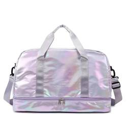 Reise Seesack Reisetaschen mit großer Kapazität, wasserdichte Tragetasche, Reisetasche for Damen, Damen-Yoga-Fitness-Taschen mit Schuhfach für Herren, Dame, Camping, Wandern (Color : Purple) von GSJNHY