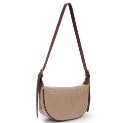 GSenhui Halbmond Crossbody Bag Gewebte Schultertasche Tote Bag Geflochtene Tasche Umhängetasche Frauen mit Reißverschluss Woven Half Moon Bag für Täglich Arbeiten Freizeit von GSenhui