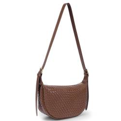 GSenhui Halbmond Crossbody Bag Gewebte Schultertasche Tote Bag Geflochtene Tasche Umhängetasche Frauen mit Reißverschluss Woven Half Moon Bag für Täglich Arbeiten Freizeit von GSenhui