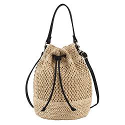 GSenhui Strandtasche Handtasche Damen Umhängetasche Gewebte Tasche Boho Tasche Häkeltasche Crossbody Gehäkelte Tasche Geflochten Basttasche für Strand Reisen von GSenhui