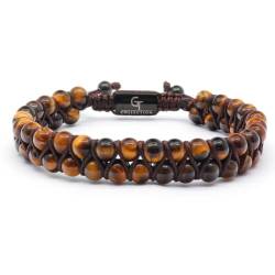 GT collection Doppeltes Herren Armband Perlen - natürlich gewickeltes Edelstein Armband mit natürlichen Steinen - Perlenarmband für Herren - Armband Herren (braunes Tigerauge Armband) von GT collection