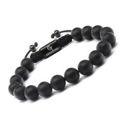 GT collection Herren Armband Perlen - Edelstein Armband mit 100% natürlichen Stein - Perlenarmband für Herren - 100% natürlich gewickelt - Armband Herren (schwarzes, mattes Onyx Armband) von GT collection