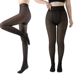 GTHBA Thermo Strumpfhose Damen, Gefütterte Strumpfhose, Warme Fleece Thermostrumpfhose, Gefälschte Durchscheinend Pantyhose Thermoleggings (Voller Fuß-300g) von GTHBA