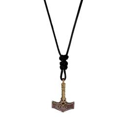 GTHIC 925 Silber Wikinger Thors Hammer Halskette Nordischer Gott Anhänger Unisex Modeschmuck mit geschnitzten Wikinger Symbolen-Stil A von GTHIC