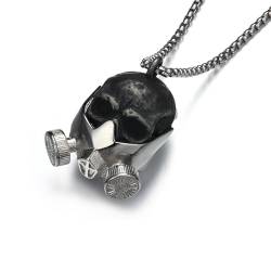 GTHIC Edelstahl-Halskette mit Totenkopf-Anhänger, Vintage-Gasmasken-Anhänger für Männer und Frauen, Schmuck, Geschenk mit Kette, Silber von GTHIC