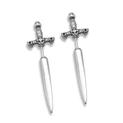 GTHIC Edelstahl Punk Schwert Ohrstecker für Männer Frauen Gothic CZ Dolch Ohrringe Geschenk von GTHIC