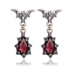 GTHIC Retro 925 Sterling Silber Unisex Gothic Fledermaus Tropfen Ohrringe mit Zirkon Anhänger für Damen, Party und Alltag von GTHIC