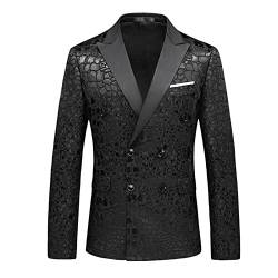 Herren-Anzugjacke mit schwarzem Muster für Nachtclub, Abschlussball, DJ-Blazer, zweireihig, 3XL von GTSFTJ