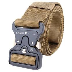 GTUKO-Ledergürtel Tactical Nylon Gürtel, Militär Nylon Gurtband Mit Heavy Duty Schnellverschluss Metallschnalle, Khaki von GTUKO-Ledergürtel