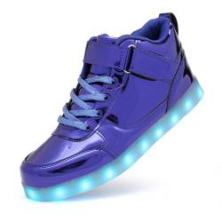 GUANGJUFA LED-Schuhe, leuchtende Schuhe, High-Top, leuchtende Sneakers, USB-Ladegerät, Tanzschuhe für Damen und Herren, Blau, 14 Women/10.5 Men von GUANGJUFA