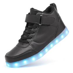 GUANGJUFA LED-Schuhe, leuchtende Schuhe, High-Top, leuchtende Sneakers, USB-Ladegerät, Tanzschuhe für Damen und Herren, Schwarz, 9 Women/7.5 Men von GUANGJUFA