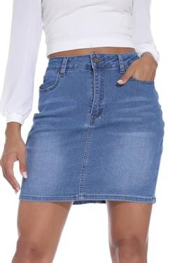 GUANYY Damen Casual Stretch Denim Rock, Hellblau, Klein von GUANYY