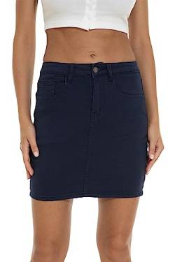 GUANYY Damen Stretch Denim Mini Rock Slim Fit & Stylish, Marineblau, Groß von GUANYY