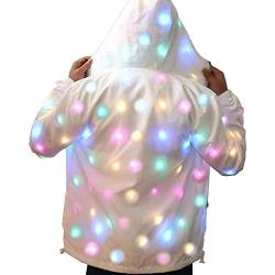 Leuchtende Jacke mit LED, für Herren und Damen, Kinder, amerikanische Größen, zum Aufstehen oder Blinken, Weihnachten, Rave, Festival, Party, Club, DJ, Regenbogen-Kostüm, Jugend 18-20 / Frauen Xs, von GUARDMAN