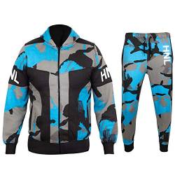 GUBA® Jungen Trainingsanzug Camouflage HNL Hoodie und Hose Jogginganzug Sportbekleidung 5-13 Jahre Gr. 11-12 Jahre, Turq Camo 111 von GUBA