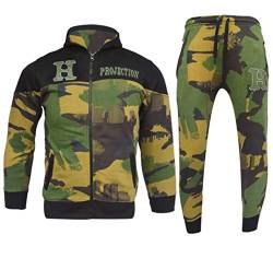 GUBA® Jungen Trainingsanzug Camouflage HNL Hoodie und Hose Jogginganzug Sportbekleidung 5-13 Jahre Gr. 110, Grün Camo 919 von GUBA