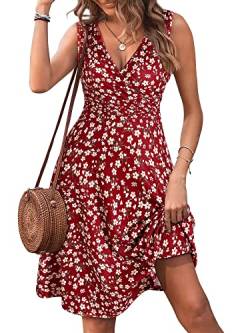GUBERRY Damen Sommerkleid mit V-Ausschnitt, ärmellos, ausgestellt, Tankkleid mit Taschen, Floral-32, Mittel von GUBERRY