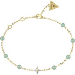 GUESS Damen-Armband aus der Kollektion Natural Stones – Schmuck aus vergoldetem Stahl – Stein: grüner Achat – Referenz: JUBB03186JWYGGNS., Legierter Stahl von GUESS