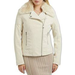 GUESS Damen Olivia Jacket Kunstlederjacke, Milk, L EU von GUESS