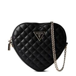 GUESS Damen Rianee Quilt Heart Bag Abendtasche, Umhängetasche, Schwarz von GUESS