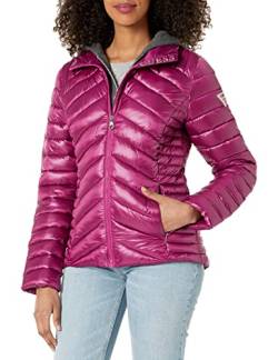 GUESS Damen Softshellmantel mit Gürtel und Kapuze Übergangsjacke, Magenta, L von GUESS