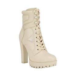 GUESS Damen Tanisa Stiefelette, Creme 150, 37.5 EU von GUESS