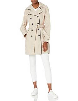 GUESS Damen Zweireihiger Kontrastbesatz Trenchcoat, Khaki, L von GUESS