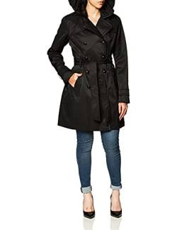 GUESS Damen Zweireihiger Trenchcoat, Schwarz, L von GUESS