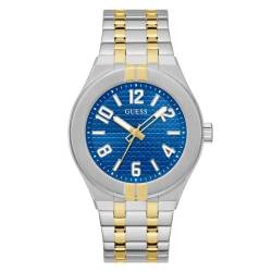 GUESS Herren 44 mm Armbanduhr – zweifarbiges Armband blaues Zifferblatt zweifarbiges Gehäuse, Zweifarbig, Classic von GUESS