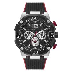GUESS Herren-Armbanduhr, Edelstahl, multifunktional, 50 mm, Schwarz/silberfarben, Quarzuhr von GUESS