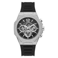 GUESS US Men's Silver-Tone and Black Silikon Multifunction Watch von GUESS