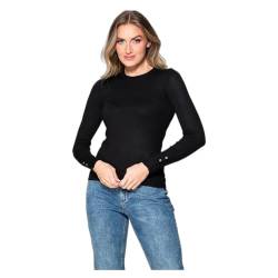 Guess Damen Elinor RN LS SWTR Pullover Sweater, Schwarz, L von GUESS