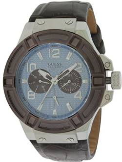 Guess Herren Analog Quarz Uhr mit Leder Armband W0040G10 von GUESS