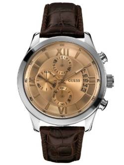 Guess Herren-Armbanduhr XL Mens Dress Chronograph Quarz Leder W0192G1 von GUESS