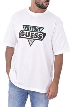 Guess Herren T-Shirt Homme Ovrszd Racer Tshirt, Weiß, L von GUESS