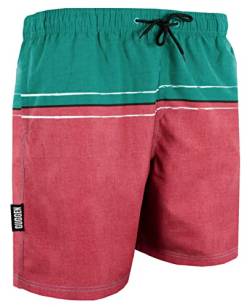 GUGGEN Mountain Badehose für Herren Schnelltrocknende Badeshorts 1607 mit Kordelzug Beachshorts Boardshorts Schwimmhose Männer mit Streifen Gruen Rot XXL von GUGGEN Mountain