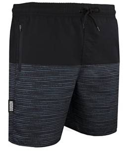 GUGGEN Mountain Badehose für Herren Schnelltrocknende Badeshorts 1803 mit Kordelzug Beachshorts Boardshorts Schwimmhose Männer mit Muster Grau Schwarz L von GUGGEN Mountain