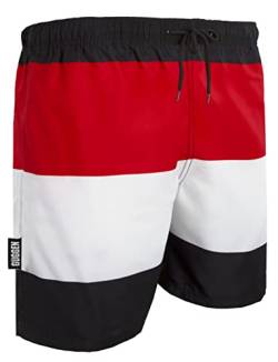 GUGGEN Mountain Badehose für Herren Schnelltrocknende Badeshorts 597 mit Kordelzug Beachshorts Boardshorts Schwimmhose Männer mit Muster Schwarz Rot XXL von GUGGEN Mountain