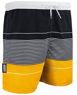 GUGGEN Mountain Badehose für Herren Schnelltrocknende Badeshorts 880 mit Kordelzug Beachshorts Boardshorts Schwimmhose Männer gestreift Farbe Gelb gestreift XXL von GUGGEN Mountain