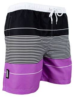 GUGGEN Mountain Badehose für Herren Schnelltrocknende Badeshorts 880 mit Kordelzug Beachshorts Boardshorts Schwimmhose Männer gestreift Farbe gestreift XXL von GUGGEN Mountain