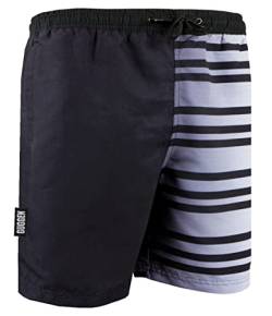 GUGGEN Mountain Badehose für Herren Schnelltrocknende Badeshorts B1 mit Kordelzug Beachshorts Boardshorts Schwimmhose Männer mit Muster Schwarz Weiss M von GUGGEN Mountain