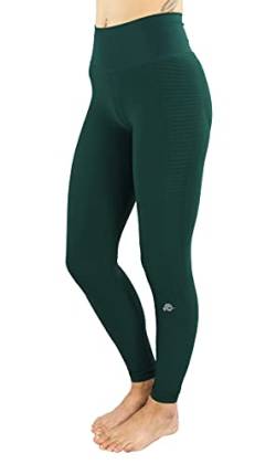 GUGGEN Mountain Figurformende Damen Sporthose Nahtlose Sport Leggings Lange Sportleggins Running Laufhose Laufleggings Yogahose Wanderleggings, Dunkelgrün, M von GUGGEN Mountain