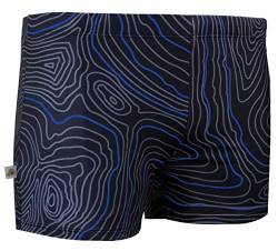 GUGGEN Mountain Herren Badehose Schwimmhose Männer kurz eng anliegend Badeshorts gestreift Print, Blau, XL von GUGGEN Mountain