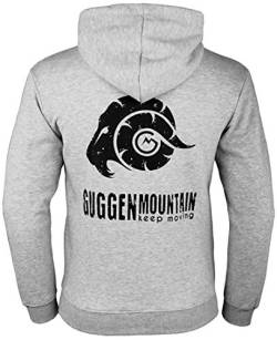 GUGGEN Mountain Herren Kapuzenjacke Kapuzenpullover mit Fleece Hoodie Hooded Logo Sweater Sweatjacke Warmer Pullover Reißverschluss Streetwear Langarm Kapuze Outdoor Sport Hellgrau XXL von GUGGEN Mountain