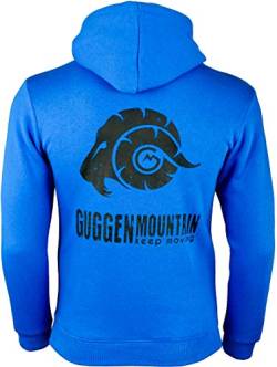 GUGGEN Mountain Herren Kapuzenpullover mit Fleece Hoodie Hooded Logo Sweater Sweatjacke Warmer Pullover Streetwear Langarm Kapuze Outdoor Sport Blau 3XL von GUGGEN Mountain