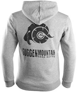 GUGGEN Mountain Herren Kapuzenpullover mit Fleece Hoodie Hooded Logo Sweater Sweatjacke Warmer Pullover Streetwear Langarm Kapuze Outdoor Sport Hellgrau L von GUGGEN Mountain