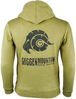 GUGGEN Mountain Herren Kapuzenpullover mit Fleece Hoodie Hooded Logo Sweater Sweatjacke Warmer Pullover Streetwear Langarm Kapuze Outdoor Sport Olive Grü L von GUGGEN Mountain